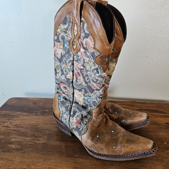 Vintage Pecos Bill Y2K Floral Tapestry Western Boots 6.5 - Picture 7 of 11